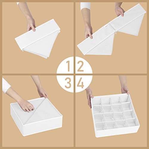 Criusia 3 Pack Sock Underwear Drawer Organizer Dividers, 64 Cell Fabric Foldable Cabinet Closet Organizers And Storage Boxes For Storing Socks, Panties, Ties (16+24+24 Cell, White) #TOP5