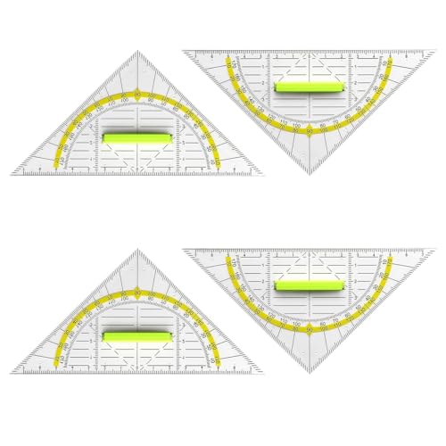 ROMINVIC Geodreieck,4 Stück Geodreieck Grundschule mit Griff,Geodreieck...