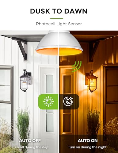 Image of L LOHAS LED Dusk to Dawn Yellow Bug Light Bulbs Outdoor, PAR30 Flood Light | LED Flood Light Outside, 75W Equivalent, Non-Dimmable Porch Lights, 11W E26 Base for Patio, Backyard, Party, 2 Pack