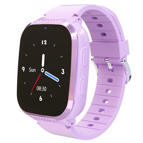 Image of 4G Kids Smart Watches Girls with GPS Tracker & Video Calling Texting Kids Cell Phone Watch Age 5-12, 12 /24 Hr One-Key SOS Call Voice Chat Alarm Clock Camera Pedometer Sport Mode Birthday Gifts(Purple)