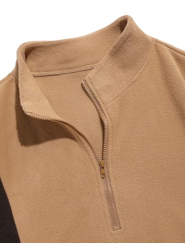 ZAFUL Men's Fluffy Polar Fleece Sweatshirt Embroidery Colorblock Half Zip Unisex Hoodie3