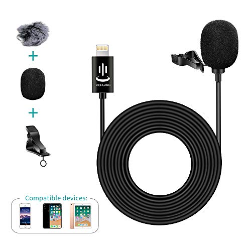 Microphone for iPhone,Lavalier Lapel Microphone Speaker Omnidirectional Audio Video Recording for iPhone X
