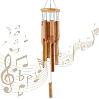 Wanheart Bambus Windspiel – Handgefertigtes Garten- und Terrassendekor, 38 cm, Sanfter Naturklang, Outdoor & Indoor Windspiel, Gartenliebhaber