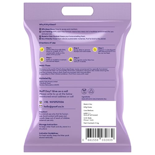 Image of Poof! Kitty Klean Cat Litter, Quick Clean Formula, Fresh Lavender, Instant Clumping, Advanced Odor Control, Easy to Scoop, 5kg