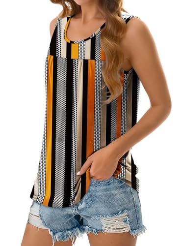 NORACORA Womens Summer Tank Tops Sleeveless T Shirt Casual Loose Fit Tunic Blouses Pattern Stripe Spot L — view 2