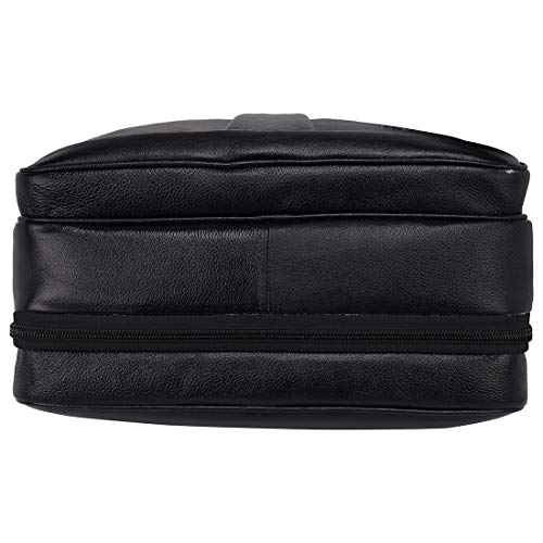 Image of HYATT Leather Accessories 16 Inch 24 litres Capacity Leather Laptop Office Briefcase for Men Upto16 inch Laptop Compartment Dimension-L-16 X H-12 X W-6 Inch Weight-1.4 KG (BLACK)