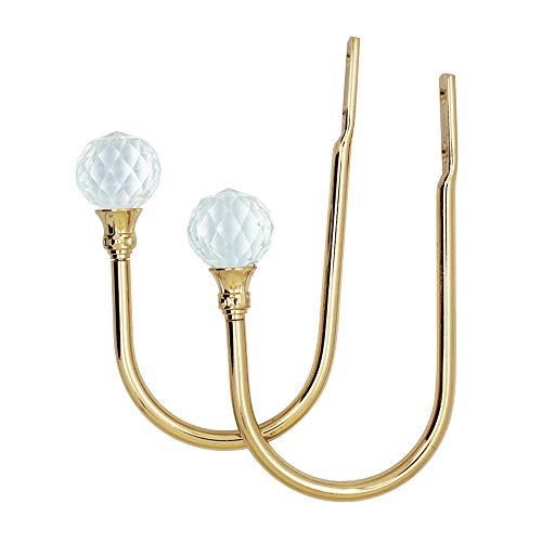 ALEENFOON 2 Pièces Cristal Embrasse à Rideau U Design Crochet Embrasse Rideaux Métal Curtain Tie Back Holdbacks Embrasses à Rideaux (Or) Cover