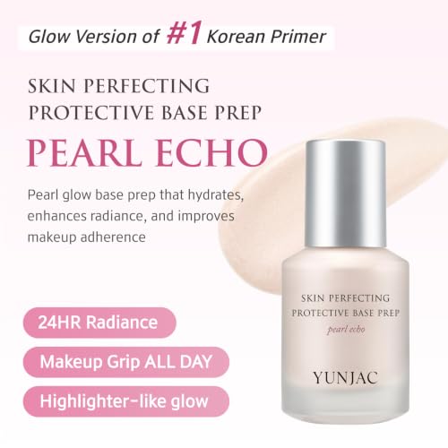 Image of YUNJAC Base Prep Pearl Echo, 0.85 fl oz, Hydrating Pearl Primer | Base Prep Pearl Echo: Pearl primer with Vegan Glue, hyaluronic acid and panthenol for smooth grip and layerable glow