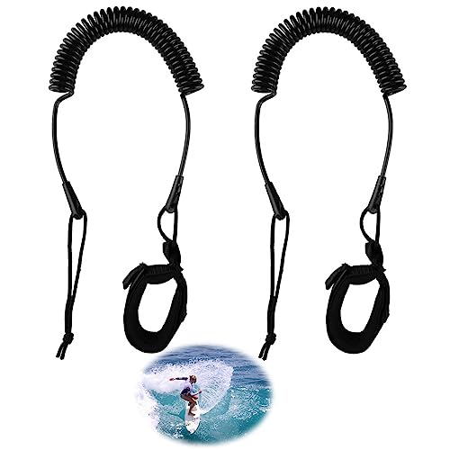 nuluxi Correa de Tabla de Surf 2 Piezas Sup Leash 10 Pies Leash Tabla de Surf Leash Paddle Surf Ajustable TPU Leashes de Surf Correa Tobillo Seguridad Surf para Stand Up Paddle Board Kayak Negro