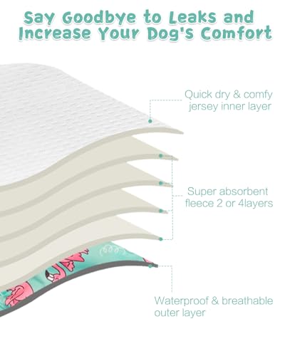 Image of CuteBone Washable Female Dog Diapers 4 Pack Reusable Doggie Heat Diapers for Period FMG10L