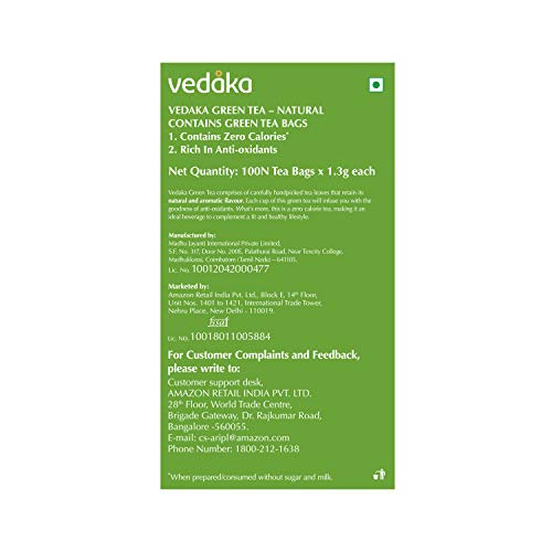 Image of Amazon Brand ? Vedaka Green Tea, Natural, 100 Bags (Pack of 3)