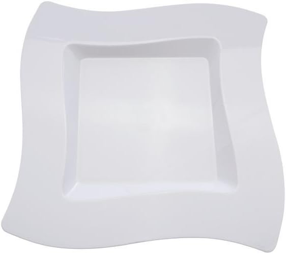Fineline Settings 10-Piece Wavetrends Square-Wave China-Like Plate, 10.75-Inch, White