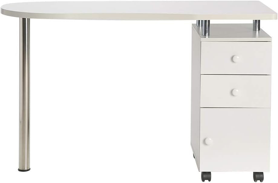 Portable Manicure Workstation Profession Nail Salon Technician Desk Hand-care Table with Storage Drawer White