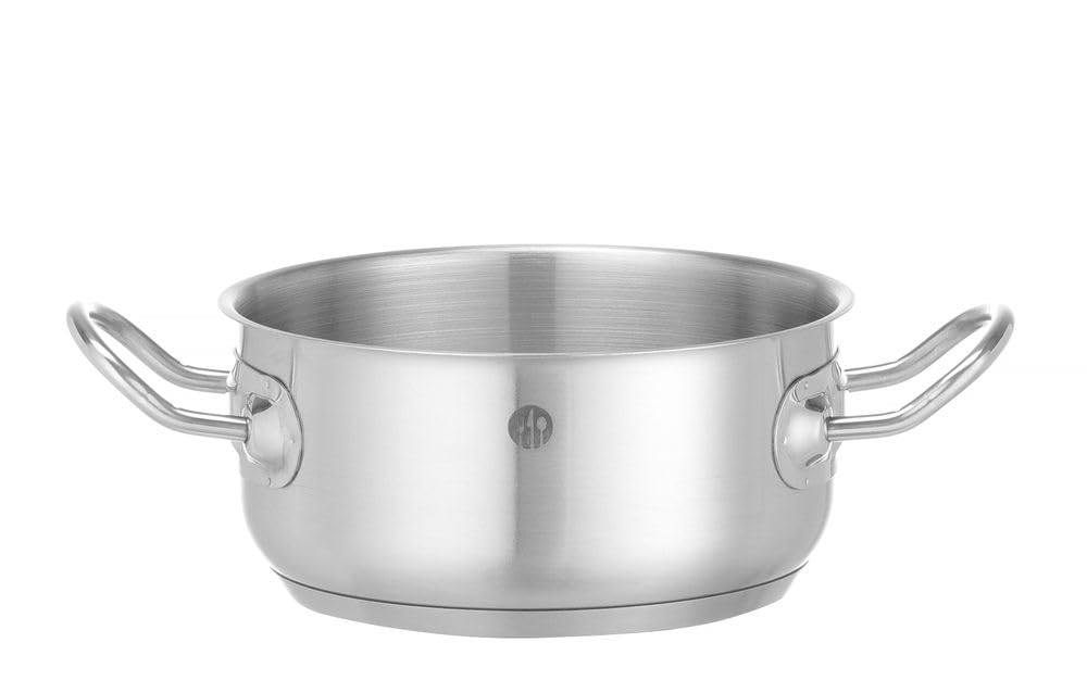 HENDI Garnek, niski, bez pokrywki, garnek do smażenia, nadaje się do kuchenek gazowych, indukcyjnych, elektrycznych, ceramicznych, nadaje się do mycia w zmywarce, 1,5 l, ø 160 x (wys.) 75 mm, stal