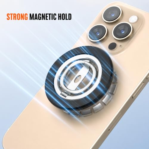 Image of Mizi Magnetic Phone Ring Holder for Mag Safe, Double-Sided Magnetic Grip Stand, 360 Rotating Finger Ring Kickstand with N56 Magnets, for iPhone 17 /To /12 Series, Samsung Galaxy - Black