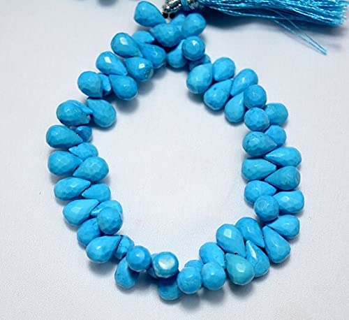 Turquoise perles facettées briolettes en howlite de 7x10mm pour création bijoux fins