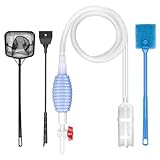 Lanswood Fish Tank Cleaning Kit Set of 4 Pieces, Aquarium Siphon Algae Scraper Aquarium Net Algae Remover for Fish Tank, Aquarium Cleaner Vacuum Suitable for Changing Water and Cleaning Fish Tanks