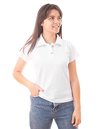 Kit 3 Camisas Polo Feminina (Royal, Branco, Azul Bb, G)