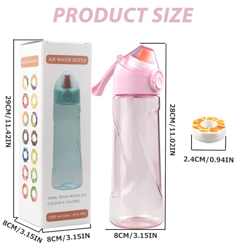 BOPELMALLS Air Scented Water Bottle with 10 Flavour Pods,700ml BPA Free Sport Starter Up Kids Drinking Tritan Bottle,0 Sugar Calorie Flavoured Bottle for Cycling,Fitness,School,Hiking,Climbing(Pink) - Image 7