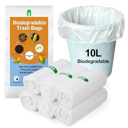 120 Counts Biodegradable Bin Bags 10L Small Bin Bags Food Waste Bags Recycled Degradable Rubbish Garbage Bag(45 x 50cm)