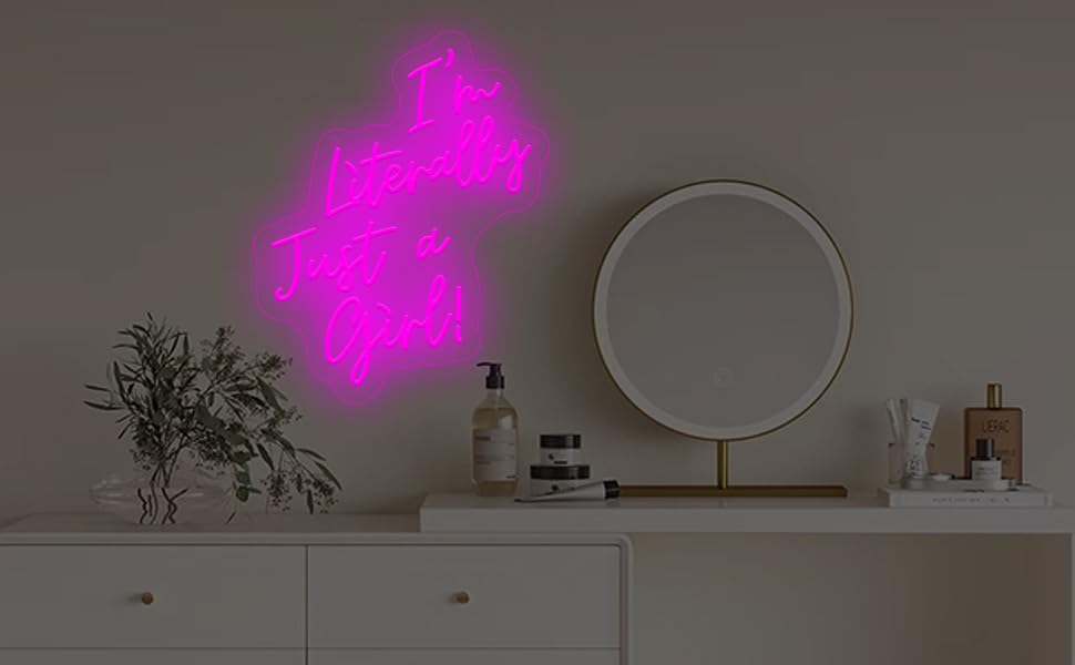 Image of I Am Literally Just A Girl Neon Sign, Pink Neon Sign Girl Room Sign Dorm Wall Decor with Acrylic Backing, USB Powered Neon Light for Bedroom, Living Room, Office, Bar Decor Holiday Birthday Gift