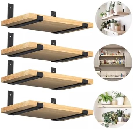 Kit 4 Prateleiras Industrial Madeira Maciça com Mão Francesas de ...