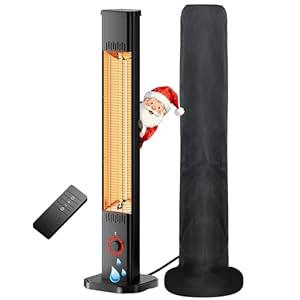 Heizstrahler Terrasse 2000W, Infrarot Standheizstrahler Outdoor mit 8 Heizstufen, 8H Timer, 1s Heizung Kohlenstofffaser-Rohr-Heizung, IP65 Wasserdicht Terrassenstrahler Innen & Außen, Balkon