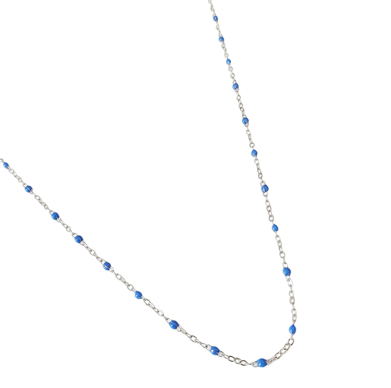 Collier perles résine - Collier fin chaine acier inoxydable argent - Collier court ras de cou - Collier été - Cadeau anniversaire femme et fille