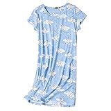 Nightgowns for Women Cotton Night Shirts Short Sleeve Night Gown Dress Casual Pajamas Soft Sleepwear Blue Moon S