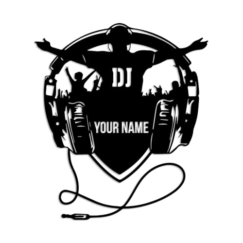 dj Record Turntablist Music Wall Art, Personalized Headphone Decor, Disc Jockey Sign (DJ-D)