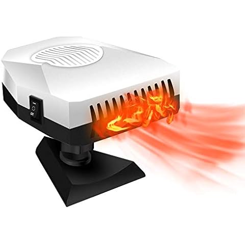 Qdreclod Portable Car Heater or Fan 12V 150W Fast Heating & Cooling Car Defogger Car Defroster 3 Outlet Adjustable Thermostat Plug in Cigarette Lighter Heater (White) Cover