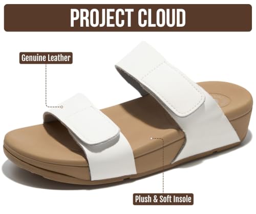 Image of Project Cloud Genuine Leather Platform Sandals Women Non Slip Womens Slides | Lightweight Platform Sandals for Women with Plush Soft Insole & Arch Support Comfortable Sandals & Summer Slides for Women