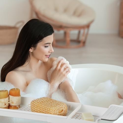 Plateau de baignoire antidérapant blanc pour optimiser l'espace du bain