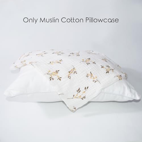 Image of Organic Cotton Muslin Mini Pillowcases with Envelope Design,2 Pack Ultra Breathable Kids Toddler Pillowcases for Boys and Girls- 13 x 18 inches (Floret)