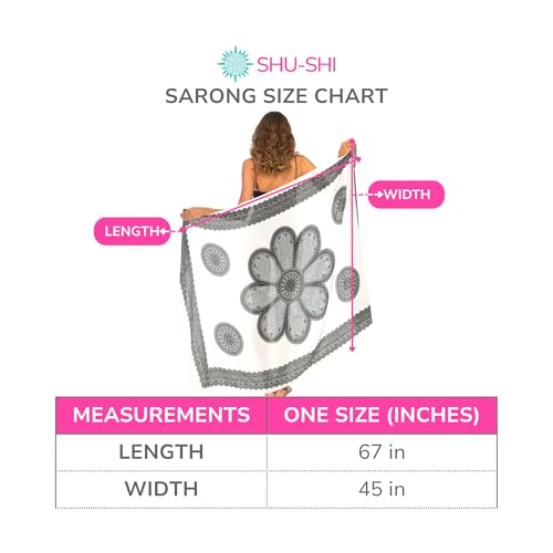 Image of SHU-SHI Womens Beach Swimsuit Cover Up Flower Sarong Wrap with Coconut Clip