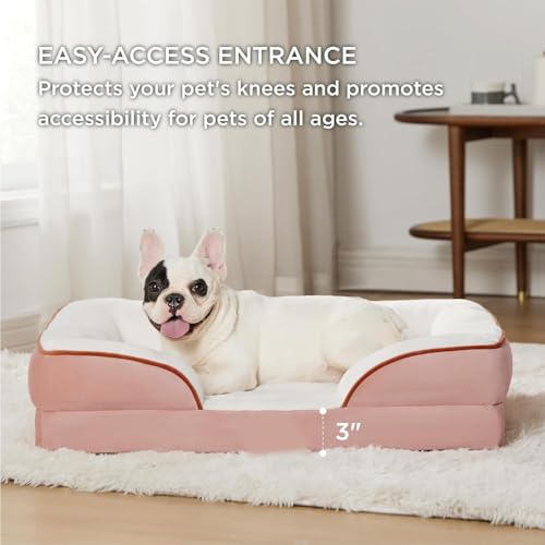 Image of Cutepups Orthopedic Dog Bed Comfortable Dog Mattress for Sleeping, Washable pet Bed for Dogs (Pink /Cream, 4XL)