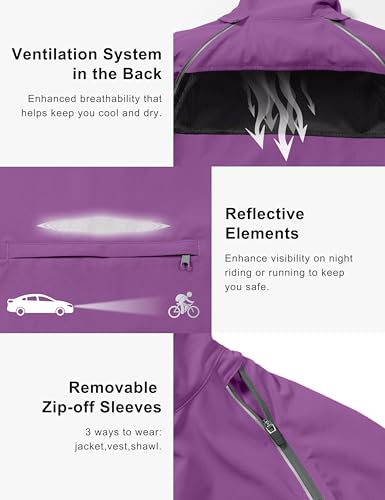 Image of Little Donkey Andy Women's UPF 50+ Cycling Jacket Windbreaker with Removable Sleeves