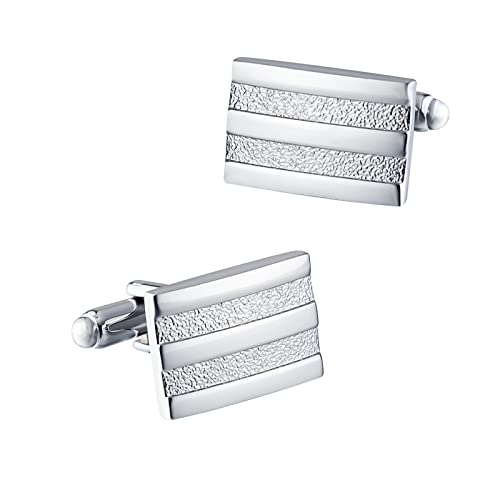 Manschettenknöpfe für Herren, Manschettenknöpfe für Hemd, Manschettenknöpfe, Silber, Geschenk für Hochzeit, Business, 1 Paar, 1, Metall, Nein Cover