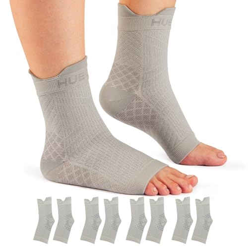 HUEGLO 4 pares de tobillos ortopédicos de compresión para neuropatía, vendaje de tobillo, artritis, tendón de Aquiles, vendaje para fascitis plantar, tobillo, deporte, fascitis plantar