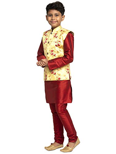 Image of KRAFT INDIA Boys Satin Printed Nehru Jacket Only