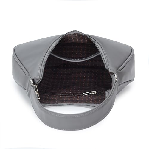 Image of K London Women's Vegan Leather Half Moon Bag | Stylish Black Shoulder Hobo | Compact Baguette Purse for Office, Casual, Party & Travel Use
