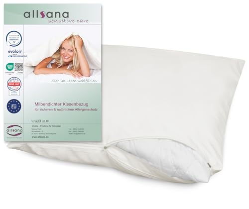 Allsana Allergiker Kissenbezug 80x80 cm | Allergie Bettwäsche...