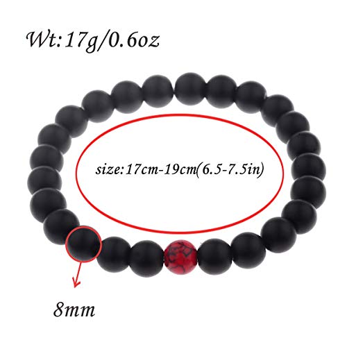 Lezisuire Cnlq Long Distance Bracelets For Lovers Couples Matching Gift Matte Agate 8Mm Bead Stone (Elastic Red) (Elastic Red) #TOP2