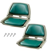 Garvee Boat Seats, Low Back, Folding Boat Seats, 2 Packs-Light Green | Stainless Steel Screws Inc...