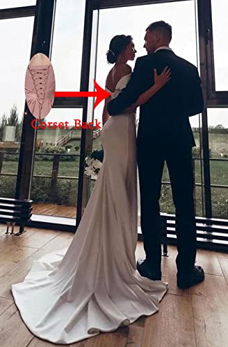 Sukleet Women's Wedding Dresses for Bride 2025 Mermaid Satin Boho Bridal Gowns for Women2