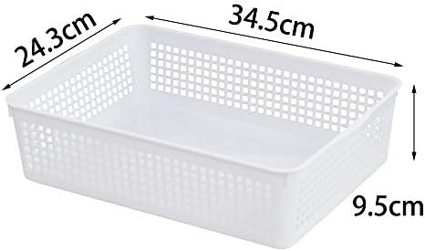 Cadineer 6-Pack Rectangular Storage Basket, A4 Storage Baskets Trays, White