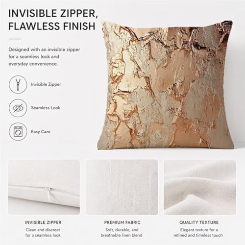 Coussin extérieur imperméable 55x55cm lin abstrait lot de 2 or - 6