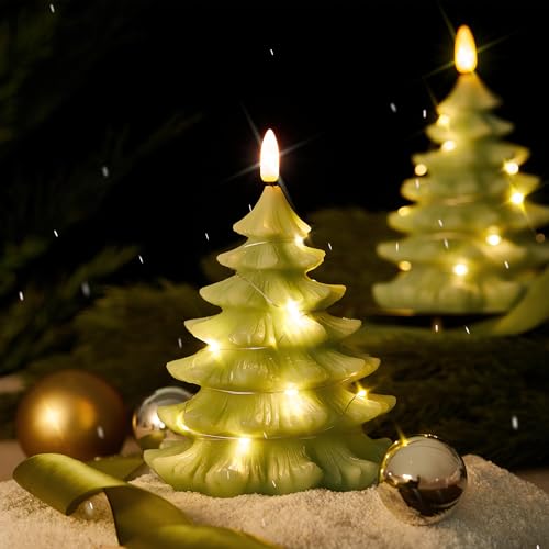 Velas LED navideñas de cera con luces en cadena BRONYPRO pack de 2 4