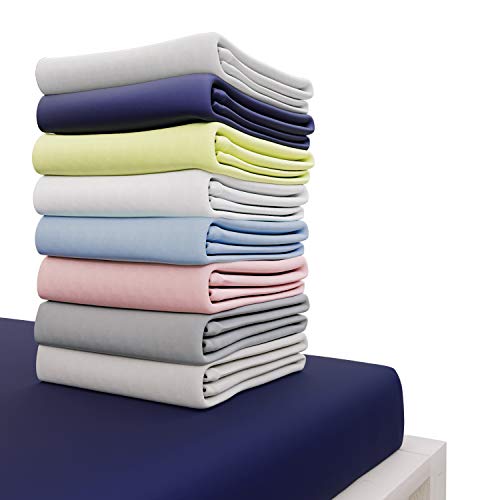 Dreamzie Jersey Cotton Fitted Sheets 70x160cm, for Baby Bed, Certified Free from Chemical Products (OEKO TEX), DarkBlue, Pocket 12 cm - Fitted Sheets with Elastic - For 70 x 160 cm Mattresses