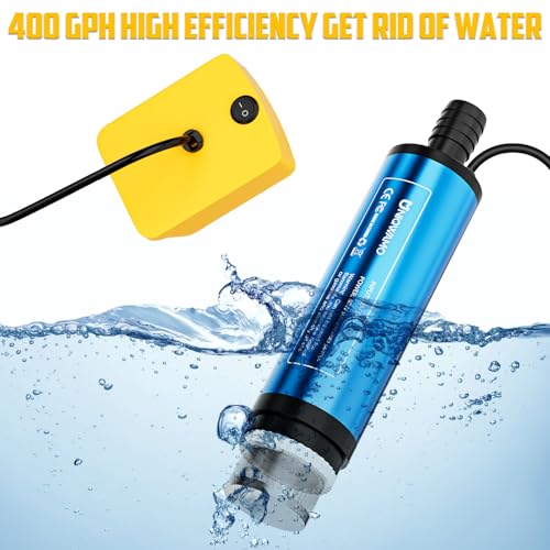 Image of Uniqwamo Cordless Submersible Water Pump For Dewalt 20V Max Battery,400GPH Portable Transfer Water Pump for Camping Tub Garden RV Pond Draining Job Sites(No Battery)